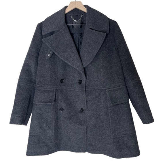 Belstaff Fayer Cashmere Blend Double Breasted Convertible Peacoat Coat 48 Gray - Picture 3 of 16